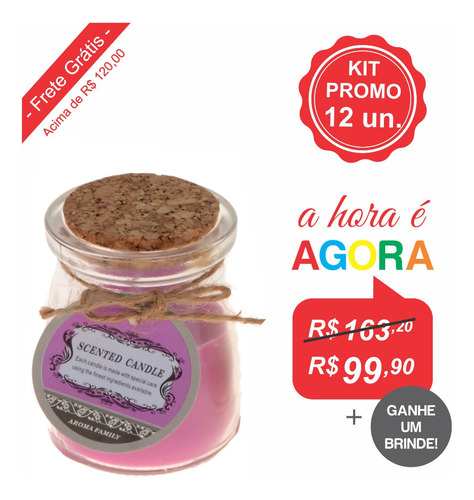 Caixa Com 12 Velas Aromaticas - Vidro - Family