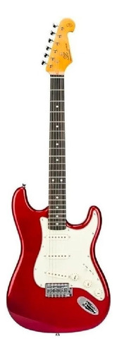 Guitarra elétrica SX Vintage Series SST62+ de  tília candy apple red brilhante com diapasão de pau-rosa