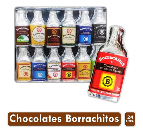 Imagen 1 de 5 de Estuche Regalo Chocolates Sabor A Licor Borrachitos X24 Uds