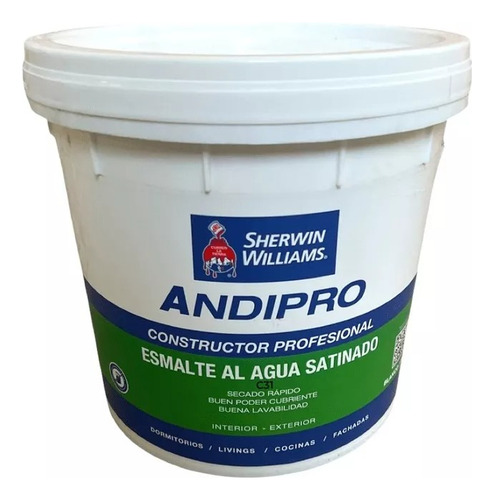 Esmalte Al Agua Sherwin Williams - Tineta 4 Gl Acabado Satinado Color Blanco