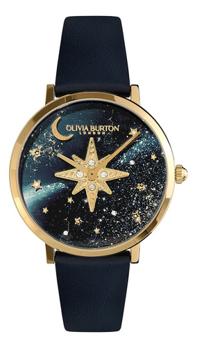 Olivia Burton Reloj Dama Celestial Nova 24000081 Azul 35mm Correa Azul Marino Bisel Dorado Fondo Azul Marino