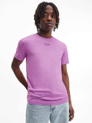 Camiseta Slim De Algodón Orgánico Violeta Calvin Klein