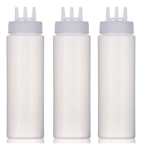 Dispensador De Salsas Boquilla Triple Libre Bpa, 3pzs Color Blanco