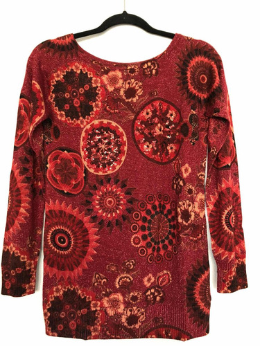 & Sweater Rojo Lurex Desigual M Nuevo Con Envío
