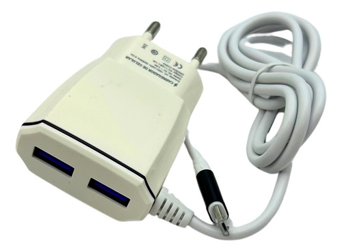Carregador Com Cabo Para LG Q6 K22 K40 K8 K9 K10 K11 K12 V10 Cor Branco
