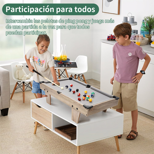 Mesa Múltijuegos 4 En 1 Diseño Portátil Billar Ping Pong Hoc