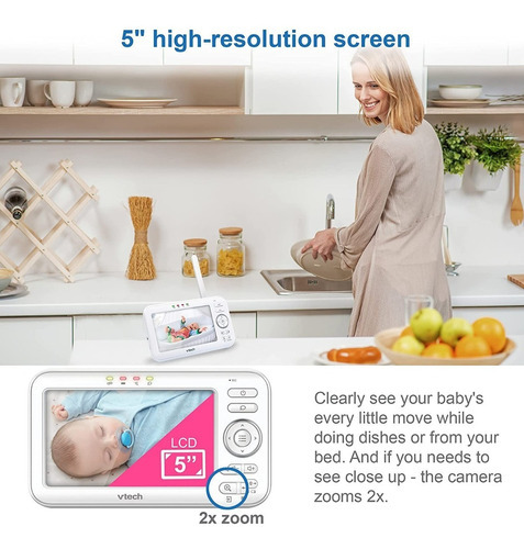 Vtech Vm5463-2 5 Inch Video Baby Monitor Pan Tilt Zoom