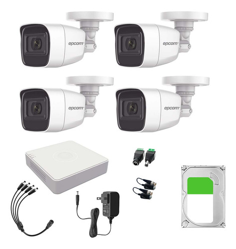 Epcom Kit Camaras De Seguridad De Video Vigilancia Metalicas Con Microfono Integrado Modelo B8-mic-plus-sc+2tb 2mp Con Disco Duro 2tb Cctv Cámaras Bala Con Audio Por Coaxitron Turbohd 1080p Lite