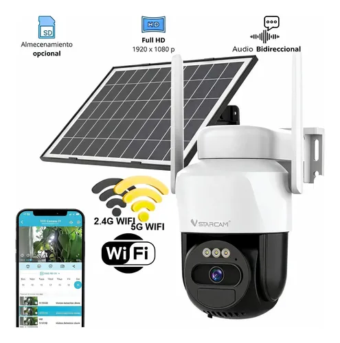 Cámara Seguridad Panel Solar Wifi Domo Vstarcam Ptz 3mp Hd
