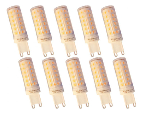 Lampara Bipin Pack X10 Led G9 220v 4w Luz Calida Glowlux E A Color de la luz Blanco cálido