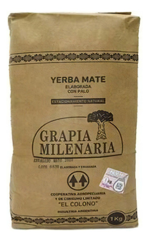 Yerba Mate Grapia Milenaria Agroecologica X 1Kg