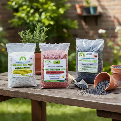 foto de Kit Adubo Orgânico com Ureia, Cloreto de Potássio e Superfosfato de 3kg para Plantas
