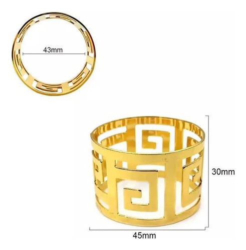 Porta Guardanapo Metal Redondo Dourado 4.5cm - 6 Peças