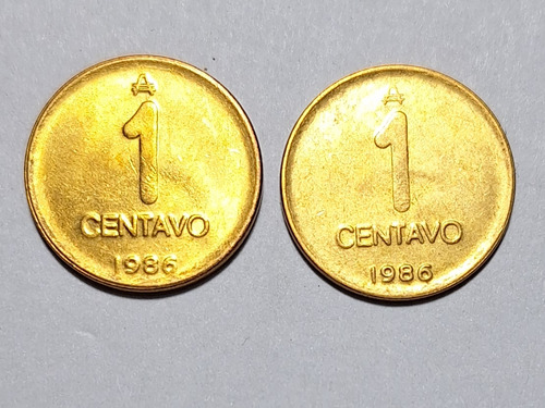 Lote 2 Monedas 1 Centavo 1986 Austral 4g Y 3.2g 