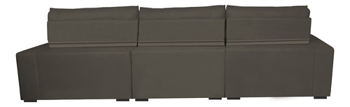 Sofá Retrátil e Reclinável 3,52m com Molas Ensacadas Cama Inbox Gold Tecido Suede Velusoft Café