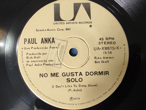 Vinilo Single De Paul Anka -- No Me Gusta Dormir( A130-w199