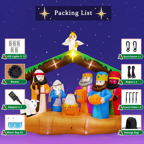 Chaleco Inflable Navideño Con Diseño De Belén, 2,1 M, Para D