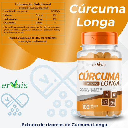 Extrato Curcuma Curcumina Longa 100% Pura Açafrão 3 Frascos Sabor N/A