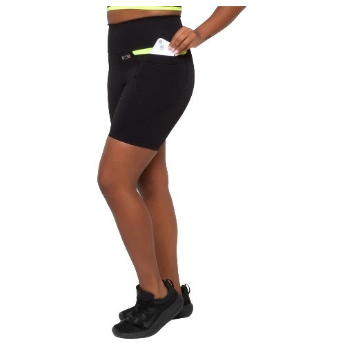 Shorts Basic Verde Neon Fitnez® Com Emana Com 2 Bolsos