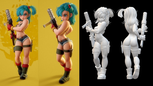 Bulma Cartoon Dragon Ball Archivo Stl Para Impresion 3d