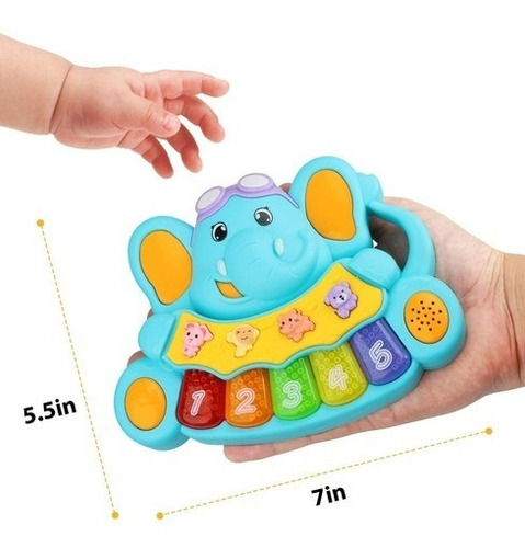 Imagen 3 de 3 de Piano Elefante Steam Para Bebé Juguete Interactivo Luces