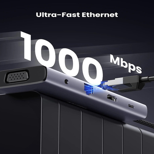 Docking Ugreen 9 En 1 C Hdmi 4k Vga Usb 3.0 Sd Tf Pd C 100w