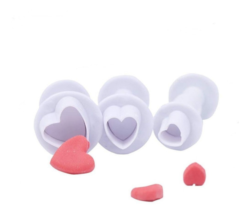 Set Cortador Expulsor Corazones Plastico Fondant Reposteria 