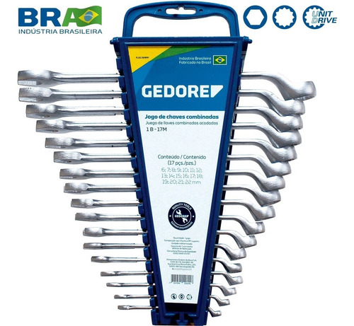 Imagem 4 de 4 de Jogo Chave Combinada Gedore 6 A 22mm 17 Peças 1b-17m