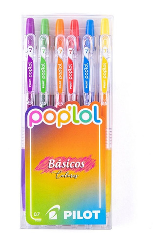 Set 6 Lápices Tinta Gel Pilot Pop Lol 0,7 Mm Basicos
