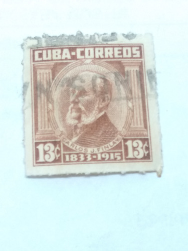 Timbre Postal 13 Centavos Carlos J. Finlay 1833-1915