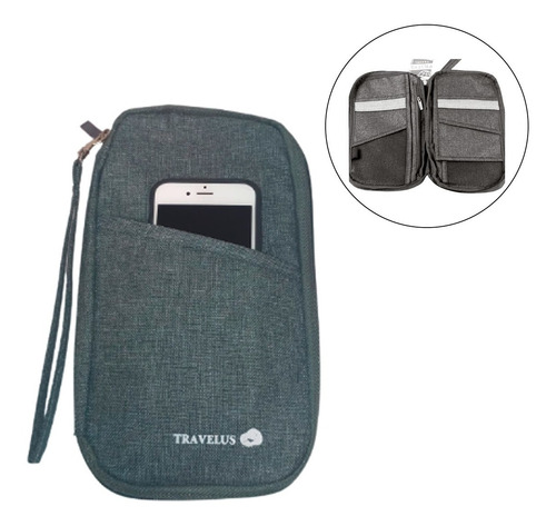 Imagen 1 de 6 de Organizador Viaje Porta Pasaporte Documento Celular Tarjetas