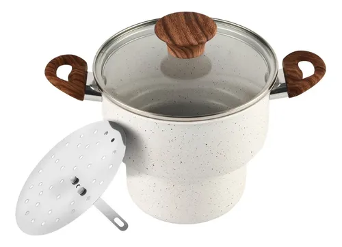 Cuscuzeira De Alumínio Grande 2,5l Indução Panela De  Cuscuz Branco