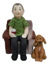Comprar Adorno De Torta Señor Con Perrito En Porcelana Fria Varios Señor Con Perrito