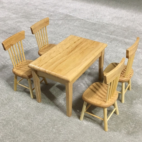 Silla De Comedor De Madera Modelo De Mueble En Miniatura Par