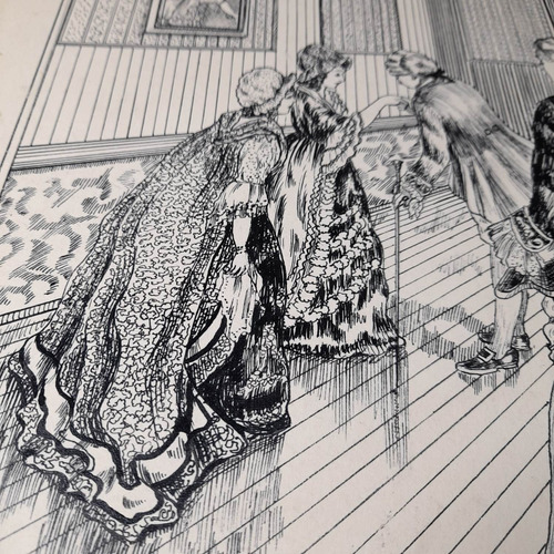 Imagem 4 de 7 de Pintura Desenho Bico De Pena Nanquim Datado 1953 Antigo