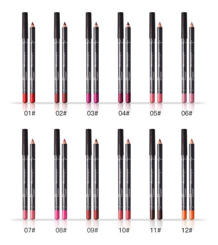 Dc-beautiful Porción 12pcs Set De 12 Colores De Labios Lápiz