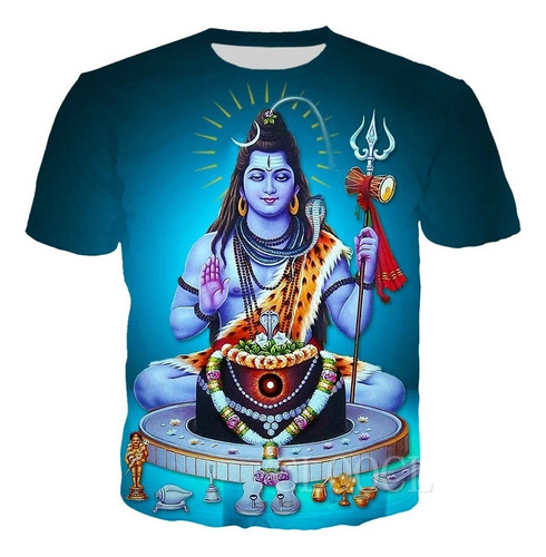 Mklo Camisetas Casuais De Manga Curta Com Impressão 3d Shiva
