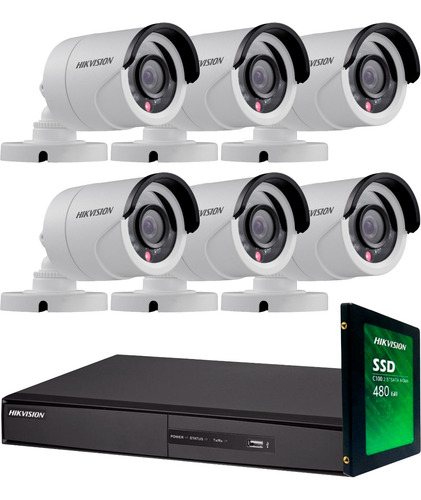 Imagen 1 de 9 de Kit Seguridad Hikvision Full Hd Dvr 8 + Disco 1tb Instalado + 6 Camaras Infrarrojas Exterior / Domos Interior + Ip M3k
