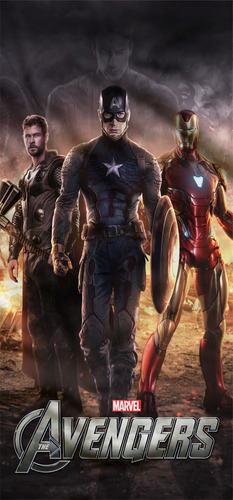 Toallón Infantil 70x150 Microfibra- Vachicho Avengers 03 - Capitan America - Ironman - Thor