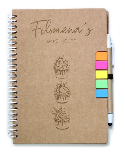 5 Cuadernos Filomena Personalizados Con Lapicera Y Post Its