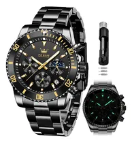 Comprar Olevs Relojes Hombres Negro Cronografo Vestido De 1rwgx