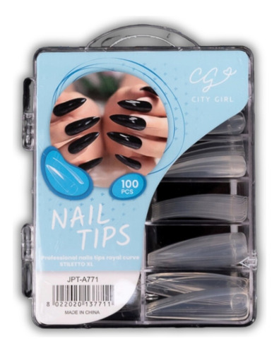 Tips Para Uñas Stiletto Xl City Girl 100 Pcs Uñas Manicura