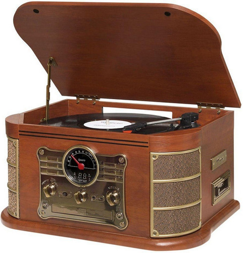 Radio Vitrola Toca Disco De Vinil Bluetooth Usb Cassete Cd
