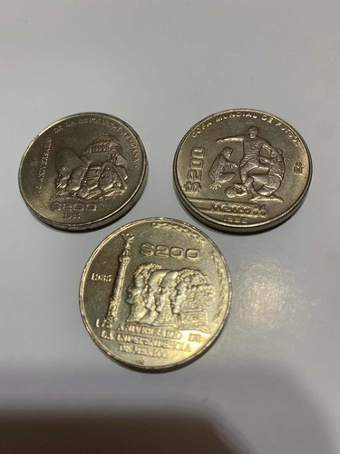 Imagen 2 de 5 de Monedas Conmemorativas 1985 Y 1986 200 Pesos