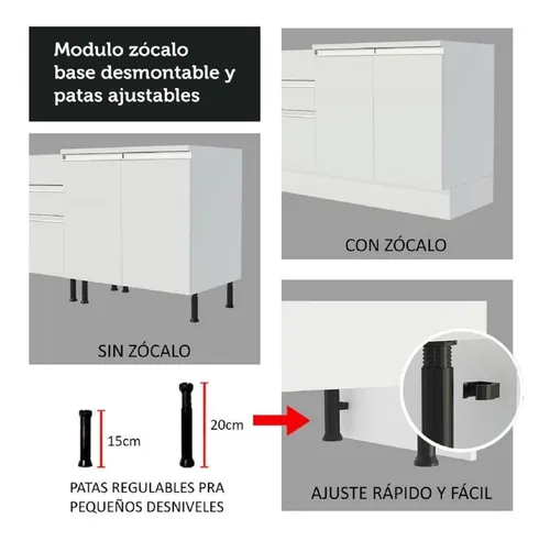 Cocina Integral Madesa Glamy Sin Mesón De Acero Con 120 Cm