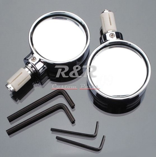 Retrovisor Cafe Racer Bobber Custom Ponta Guidão Cromo - Par