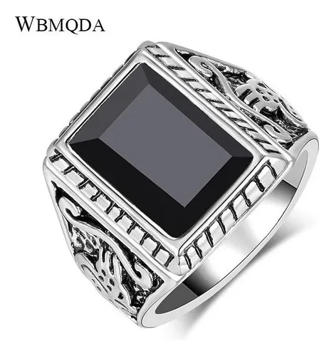 Anillos de plata para hombre con piedra negra hotsell
