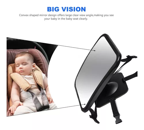 Espejo de automóvil grande inastillable para bebé – Espejo de seguridad  para silla de bebé con orientación hacia atrás – Amplio espejo de automóvil