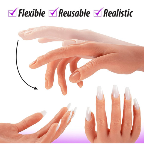 Mano De Práctica Profesional De Silicona Para Uñas Acríli...