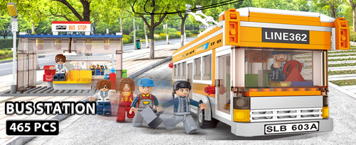 Set De Construcción De Estaciones Y Autobuses Urbanos Con Mi